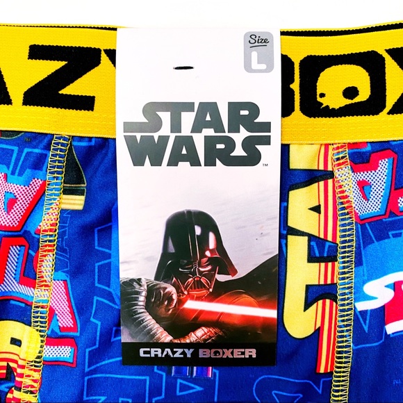 Disney Star Wars Logo Crazy Boxer Briefs Novelty Underwear Blue Yellow Mens - Picture 5 of 11